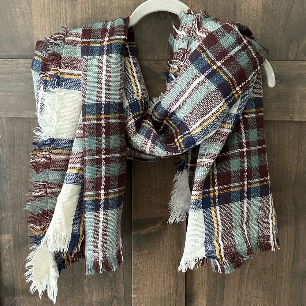 Plaid Acrylic Blanket Scarf